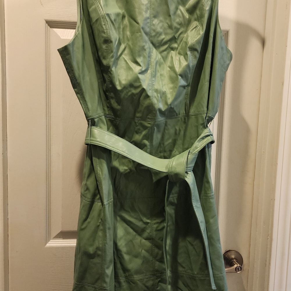 Simply Vera Vera Wang Green Belted Mini Dress, Faux Leather